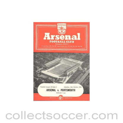 1954 - Arsenal v Portsmouth official programme 16/10/1954
