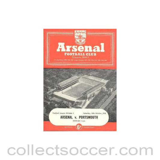 1954 - Arsenal v Portsmouth official programme 16/10/1954