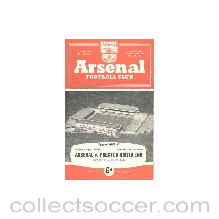 1957 - Arsenal v Preston North End official programme 14/12/1957