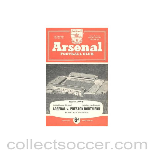 1957 - Arsenal v Preston North End official programme 14/12/1957