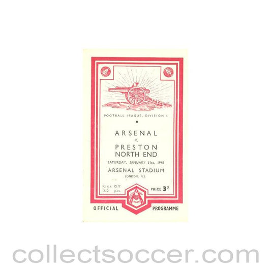 1948 - Arsenal v Preston North End official programme 31/01/1948 Football League
