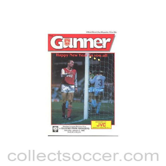 1988 - Arsenal v Queen's Park Rangers official programme 02/01/1988 League Cup