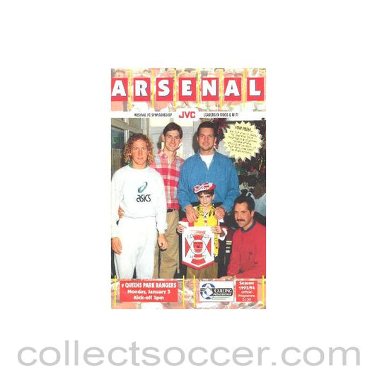 1994 - Arsenal v Queen's Park Rangers official programme 03/01/1994 Carling Premiership