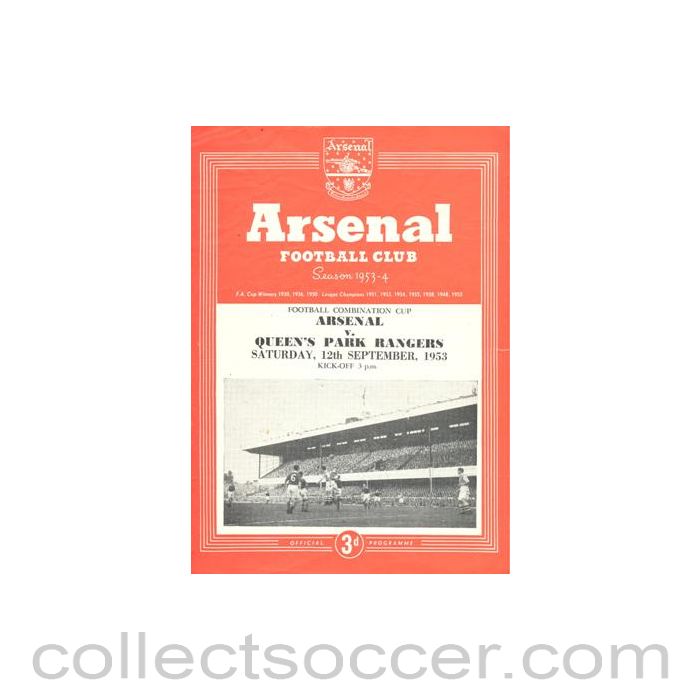 1953 - Arsenal v Queen's Park Rangers official programme 12/09/1953