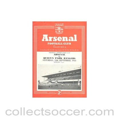 1953 - Arsenal v Queen's Park Rangers official programme 12/09/1953