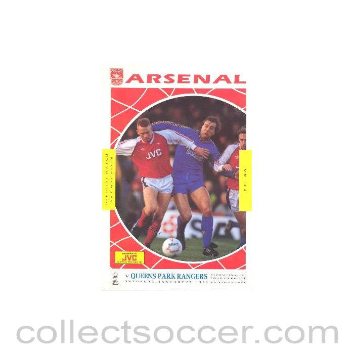 1990 - Arsenal v Queen's Park Rangers official programme 27/01/1990 F.A. Cup