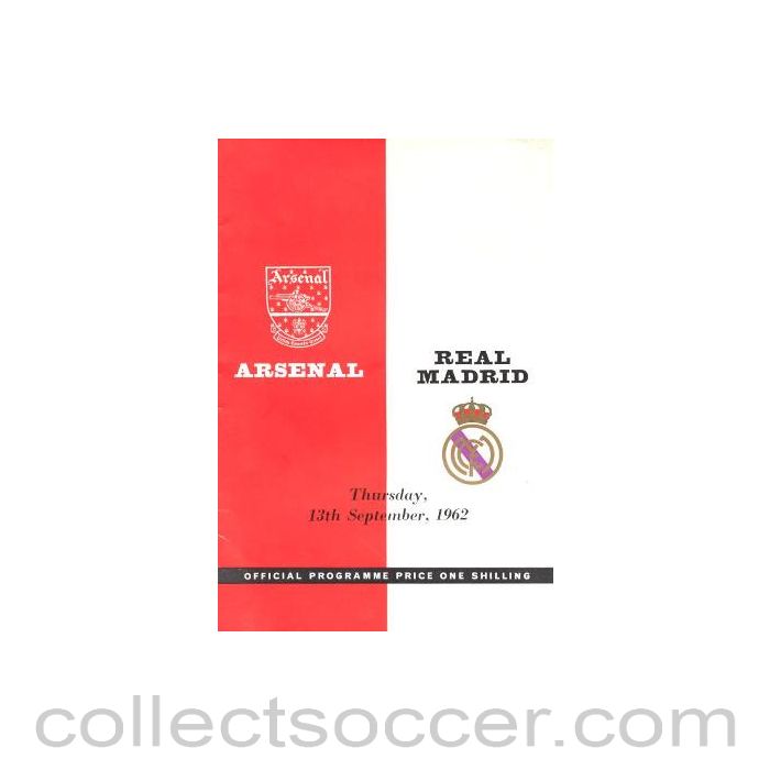 1962 - Arsenal v Real Madrid official programme 13/09/1962