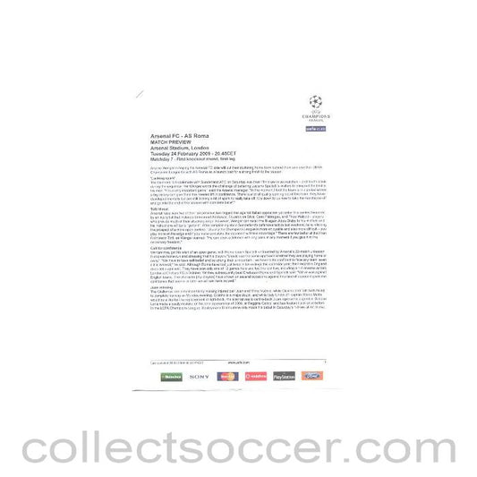 2009 - Arsenal v Roma match preview 25/02/2009