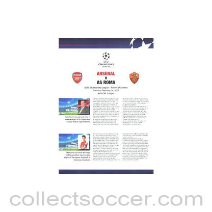 2009 - Arsenal v Roma Press Pack in English 24/02/2009