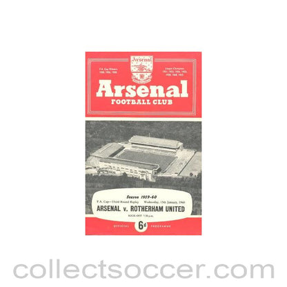 1960 - Arsenal v Rotherham United official programme 13/01/1960