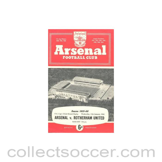 1960 - Arsenal v Rotherham United official programme 13/01/1960
