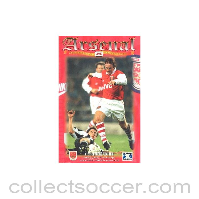 1996 - Arsenal v Sheffield United official programme 06/01/1996 F.A. Cup