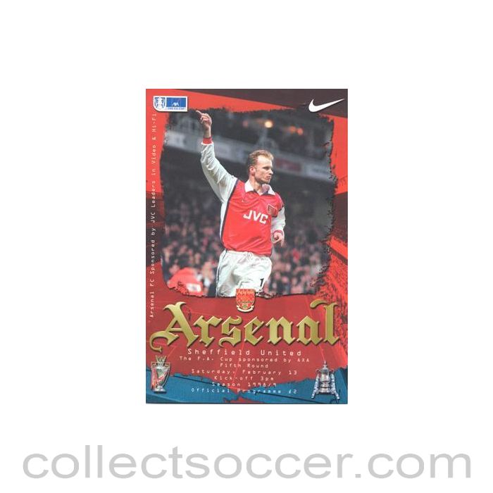 1999 - Arsenal v Sheffield United official programme 13/02/1999 F.A. Cup