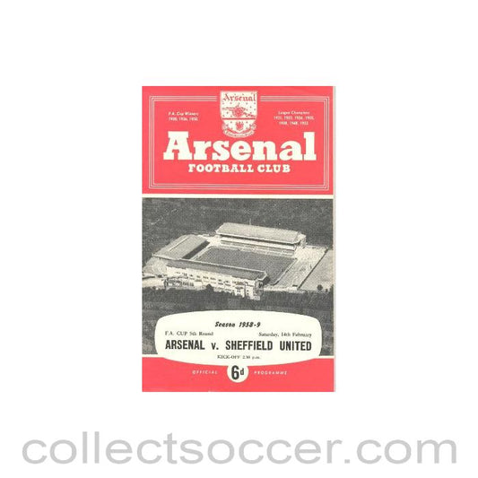 1959 - Arsenal v Sheffield United official programme 14/02/1959