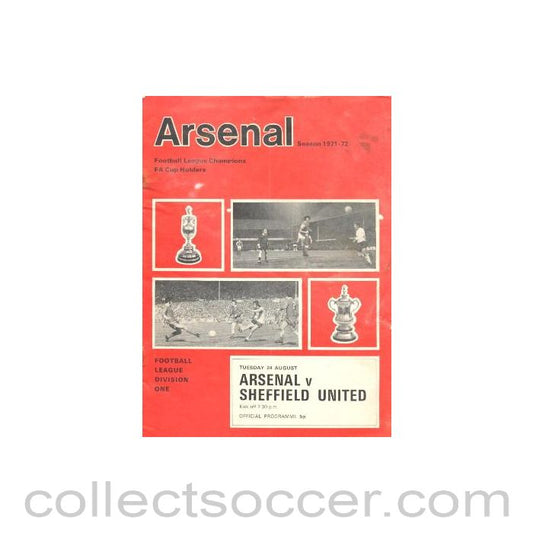 1971 - Arsenal v Sheffield United official programme 24/08/1971 Football League