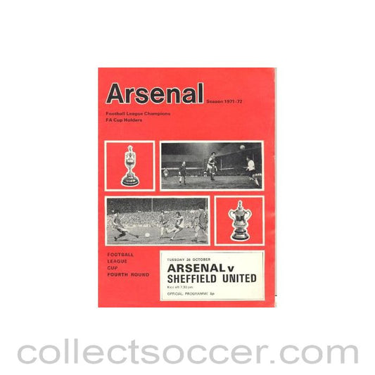 1971 - Arsenal v Sheffield United official programme 24/08/1971 Football League