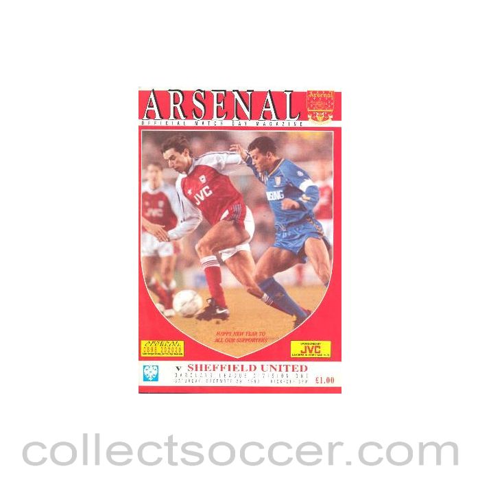 1990 - Arsenal v Sheffield United official programme 29/12/1990 League Cup