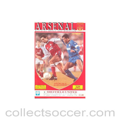 1990 - Arsenal v Sheffield United official programme 29/12/1990 League Cup
