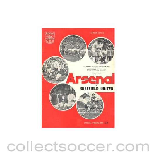 1973 - Arsenal v Sheffield United official programme 03/03/1973