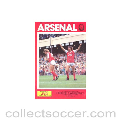 1986 - Arsenal v Sheffield Wednesday official programme 02/09/1986 League Cup