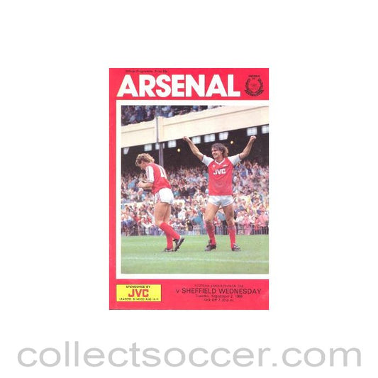 1986 - Arsenal v Sheffield Wednesday official programme 02/09/1986 League Cup