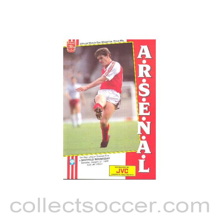 1989 - Arsenal v Sheffield Wednesday official programme 21/01/1989 League Cup