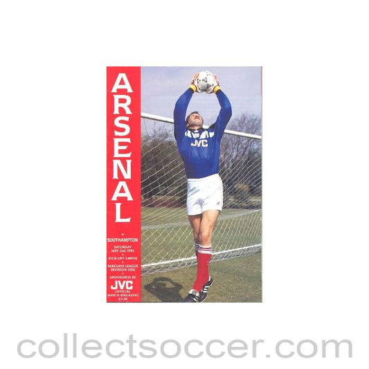 1992 - Arsenal v Southampton official programme 02/05/1992 Football League