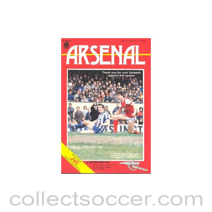 1985 - Arsenal v Southampton official programme 06/05/1985 Canon League