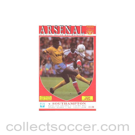1990 - Arsenal v Southampton official programme 17/11/1990 Football League