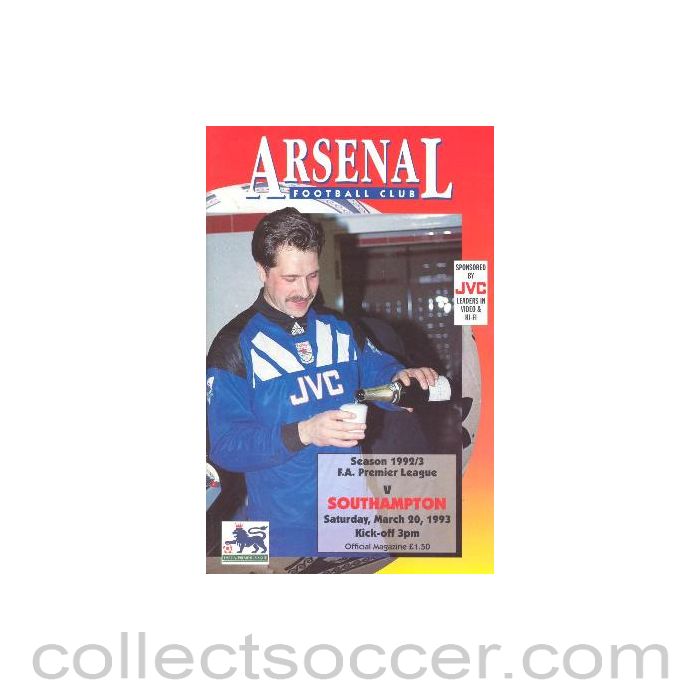 1993 - Arsenal v Southampton official programme 20/03/1993 Premier League