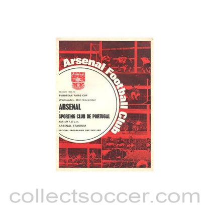 1969 Arsenal v Sporting Club de Portugal European Fairs Cup official programme 26/11/1969