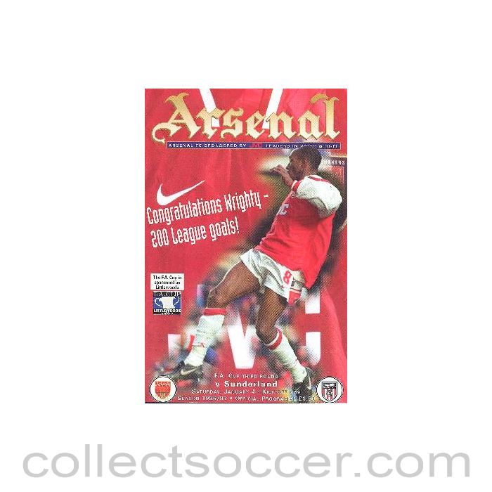 1997 - Arsenal v Sunderland official programme 04/01/1997