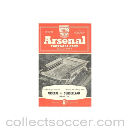 1956 - Arsenal v Sunderland official programme 04/02/1956