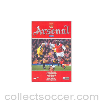 2000 - Arsenal v Sunderland official programme 15/01/2000