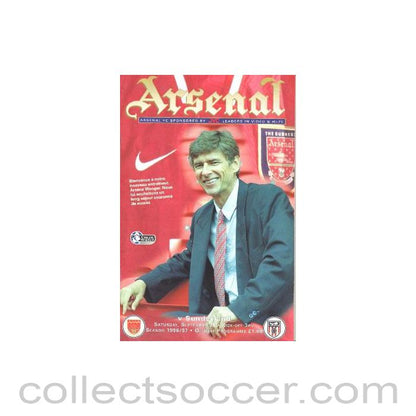 1996 - Arsenal v Sunderland official programme 28/09/1996 Carling Premiership