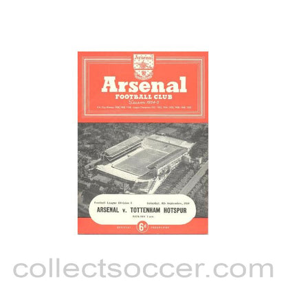 1954 - Arsenal v Tottenham Hotspur official programme 04/09/1954