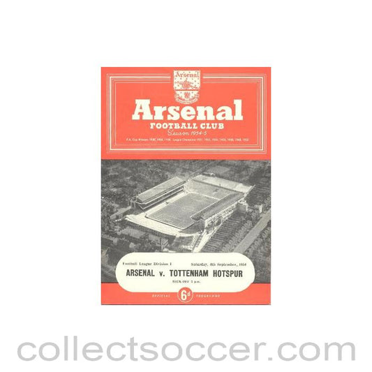 1954 - Arsenal v Tottenham Hotspur official programme 04/09/1954