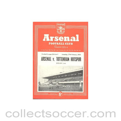 1954 - Arsenal v Tottenham Hotspur official programme 27/02/1954