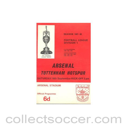 1967 - Arsenal v Tottenham Hotspur official programme 16/09/1967