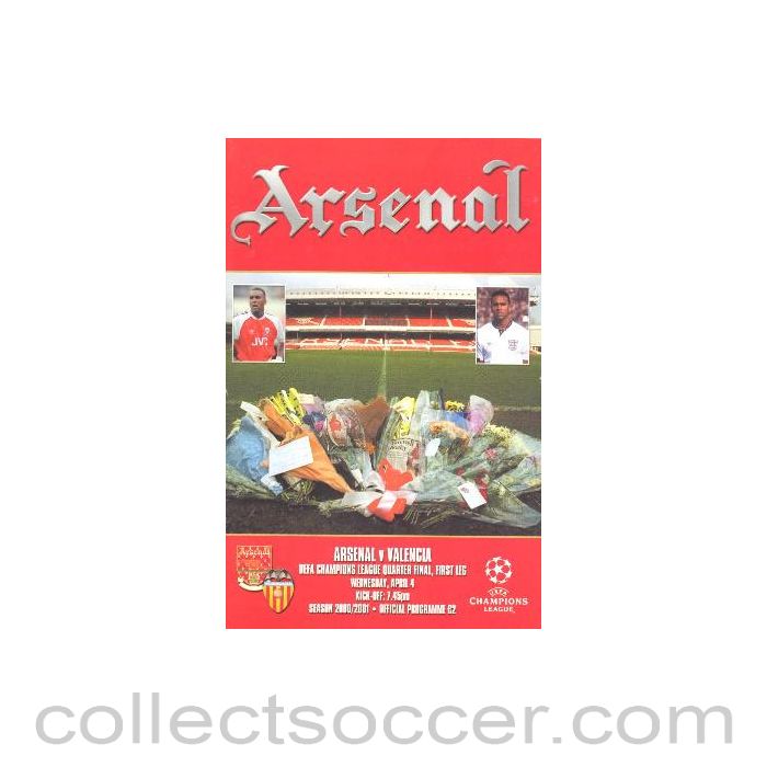 2001 - Arsenal v Valencia official programme 04/04/2001 Champions League