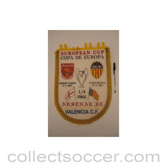 2000 - Arsenal v Valencia 2000-2001 Champions League Quarter Final pennant