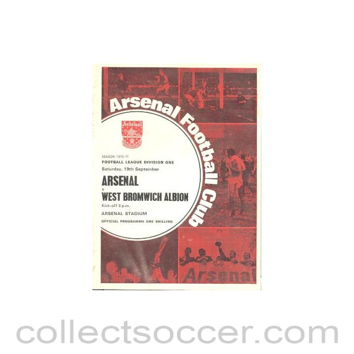 1970 - Arsenal v West Bromwich Albion official programme 19/09/1970 Football League
