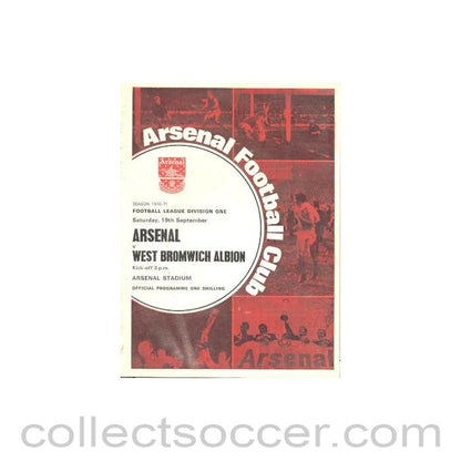 1970 - Arsenal v West Bromwich Albion official programme 19/09/1970 Football League