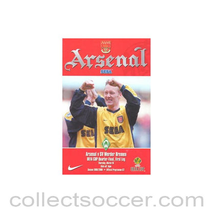 2000 - Arsenal v Werder Bremen official programme 16/03/2000 UEFA Cup