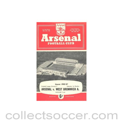1960 - Arsenal v West Bromwich Albion official programme 01/10/1960