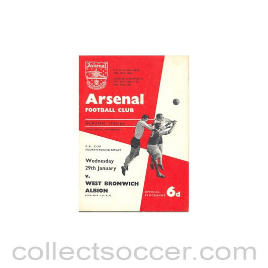 1964 - Arsenal v West Bromwich Albion official programme 29/01/1964