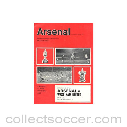 1972 - Arsenal v West Ham United official programme 22/04/1972