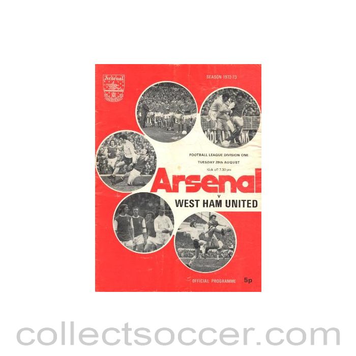 1972 - Arsenal v West Ham United official programme 29/08/1972