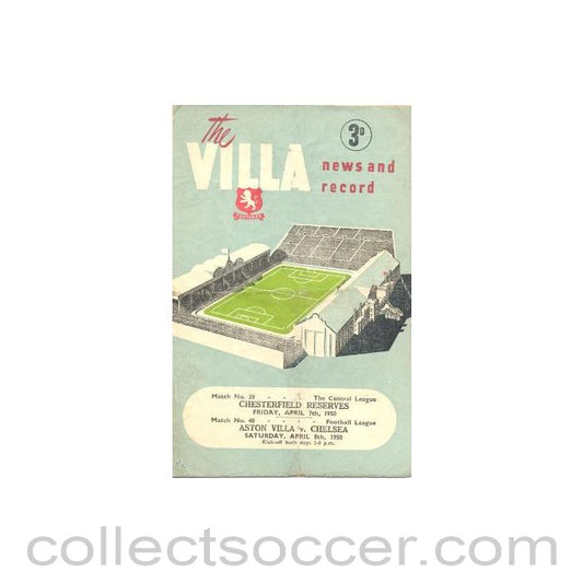 1950 - Aston Villa vChelsea official programme 08/04/1950