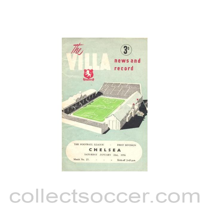 1956 - Aston Villa vChelsea official programme 21/01/1956